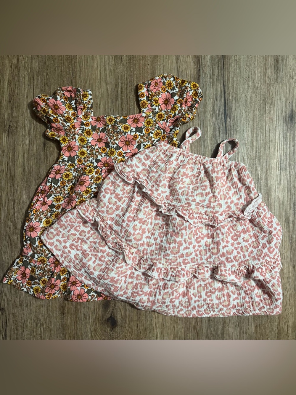 3T Bundle - Leopard Print Sundress & Floral Print Dress - 2 Piece Set